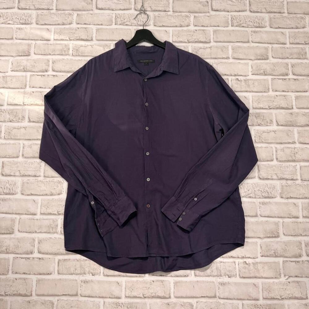 John Varvatos‎ Linen-like Button Down Shirt Men's Size XL Purple Lightweight